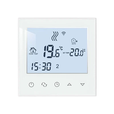 Termostato per riscaldamento a pavimento con schermo in vetro bianco TDS21