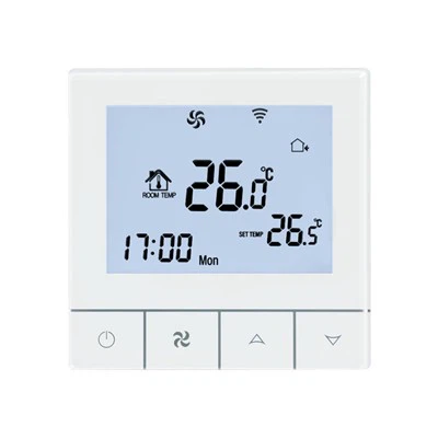 Termostato fan coil con cornice bianca e touch screen retroilluminato TDS75-AC